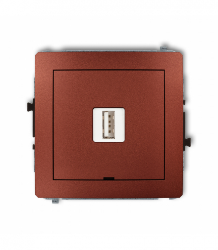 DECO Mechanizm ładowarki USB pojedynczej USB A, 5W max., 5V, 1A, bez pola opisowego Brązowy metalik Karlik 9DCUSBBO-1