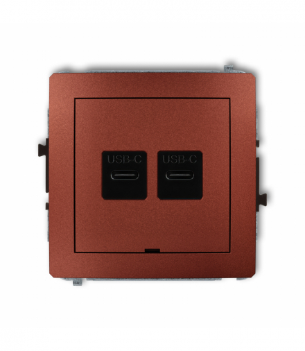 DECO Mechanizm ładowarki USB podwójnej 2xUSB C, 20W max., bez pola opisowego Brązowy metalik Karlik 9DCUSBBO-7