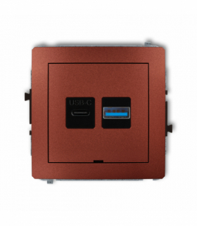 DECO Mechanizm ładowarki USB podwójnej USB C + USB A, 20W max., bez pola opisowego Brązowy metalik Karlik 9DCUSBBO-8
