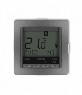 DECO Mechanizm uniwersalnego elektronicznego tygodniowego regulatora temperatury (podświetlenie niebieskie) Grafitowy Karlik 11DRT-3.2