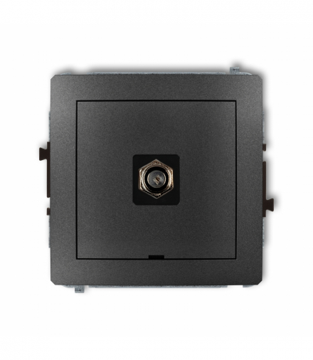 DECO Mechanizm gniazda antenowego pojedynczego typu F (SAT) niklowany, bez pola opisowego Grafitowy Karlik 11DGFBO-1