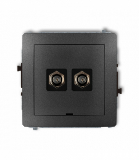 DECO Mechanizm gniazda antenowego podwójnego typu F (SAT) niklowany, bez pola opisowego Grafitowy Karlik 11DGFBO-2