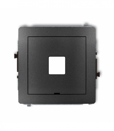 DECO Mechanizm gniazda multimedialnego pojedynczego bez modułu, bez pola opisowego (standard Keystone) Grafitowy Karlik 11DGMBO-1P