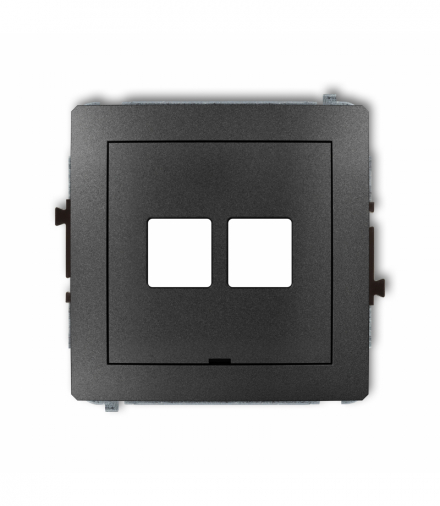 DECO Mechanizm gniazda multimedialnego podwójnego bez modułu, bez pola opisowego (standard Keystone) Grafitowy Karlik 11DGMBO-2P