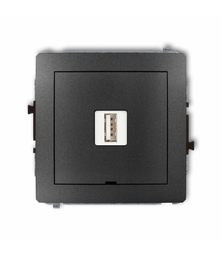 DECO Mechanizm ładowarki USB pojedynczej USB A, 10W max., 5V, 2A, bez pola opisowego Grafitowy Karlik 11DCUSBBO-3
