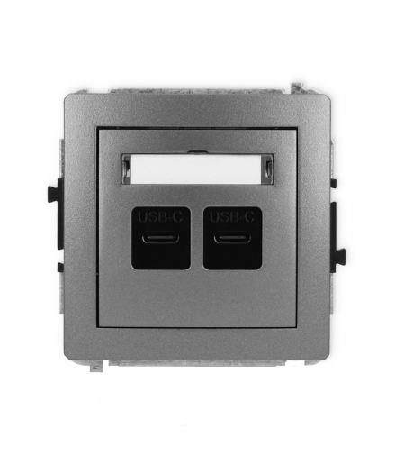 DECO Mechanizm ładowarki USB podwójnej 2xUSB C, 20W max. Grafitowy Karlik 11DCUSB-7