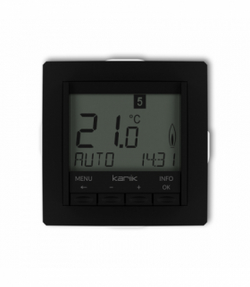 DECO Mechanizm uniwersalnego elektronicznego tygodniowego regulatora temperatury (podświetlenie białe) Czarny mat Karlik 12DRT-3.1