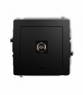 DECO Mechanizm gniazda antenowego pojedynczego typu F (SAT) niklowany, bez pola opisowego Czarny mat Karlik 12DGFBO-1