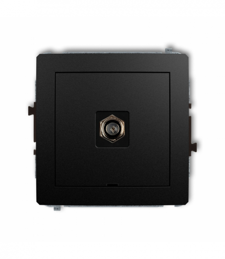 DECO Mechanizm gniazda antenowego pojedynczego typu F (SAT) niklowany, bez pola opisowego Czarny mat Karlik 12DGFBO-1