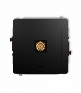 DECO Mechanizm gniazda antenowego pojedynczego typu F (SAT) pozłacany, bez pola opisowego Czarny mat Karlik 12DGFBO-1.1
