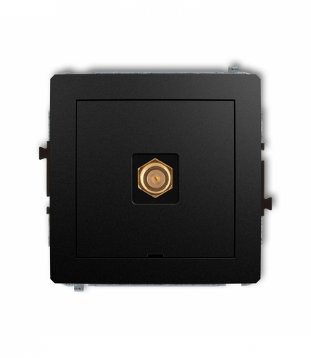 DECO Mechanizm gniazda antenowego pojedynczego typu F (SAT) pozłacany, bez pola opisowego Czarny mat Karlik 12DGFBO-1.1