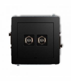 DECO Mechanizm gniazda antenowego podwójnego typu F (SAT) niklowany, bez pola opisowego Czarny mat Karlik 12DGFBO-2