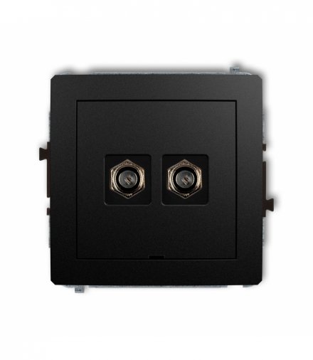 DECO Mechanizm gniazda antenowego podwójnego typu F (SAT) niklowany, bez pola opisowego Czarny mat Karlik 12DGFBO-2