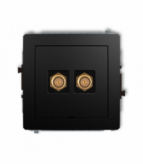 DECO Mechanizm gniazda antenowego podwójnego typu F (SAT) pozłacany, bez pola opisowego Czarny mat Karlik 12DGFBO-2.1