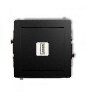 DECO Mechanizm ładowarki USB pojedynczej USB A, 5W max., 5V, 1A, bez pola opisowego Czarny mat Karlik 12DCUSBBO-1