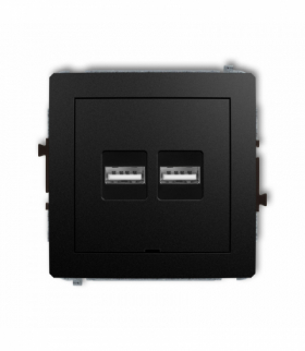 DECO Mechanizm ładowarki USB podwójnej 2xUSB A, 15,5W max., 5V, 3.1A, bez pola opisowego Czarny mat Karlik 12DCUSBBO-6