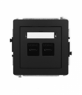 DECO Mechanizm ładowarki USB podwójnej 2xUSB C, 20W max. Czarny mat Karlik 12DCUSB-7