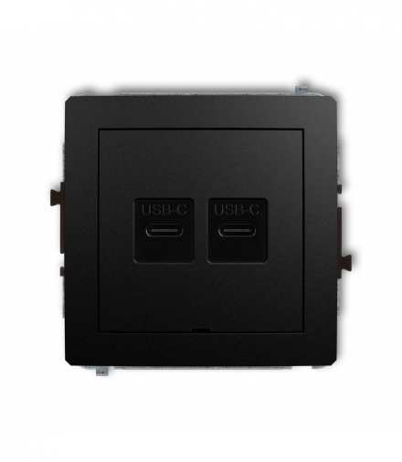 DECO Mechanizm ładowarki USB podwójnej 2xUSB C, 20W max., bez pola opisowego Czarny mat Karlik 12DCUSBBO-7