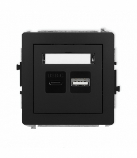 DECO Mechanizm ładowarki USB podwójnej USB C + USB A, 20W max. Czarny mat Karlik 12DCUSB-8