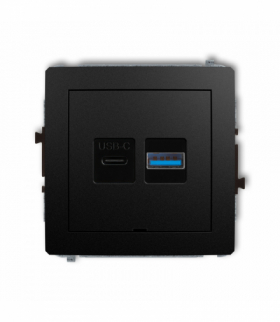 DECO Mechanizm ładowarki USB podwójnej USB C + USB A, 20W max., bez pola opisowego Czarny mat Karlik 12DCUSBBO-8