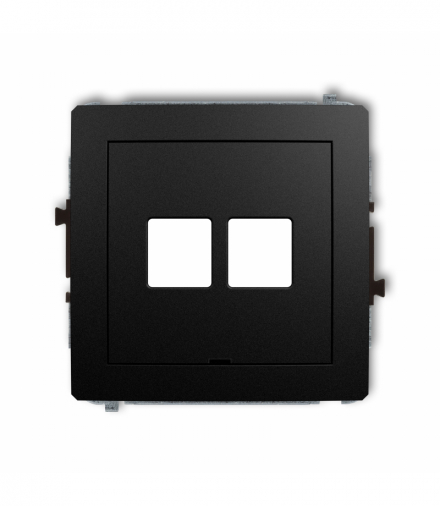 DECO Mechanizm gniazda multimedialnego podwójnego bez modułu, bez pola opisowego (standard Keystone) Czarny mat Karlik 12DGMBO-2P