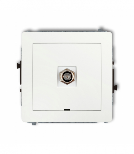 DECO Mechanizm gniazda antenowego pojedynczego typu F (SAT) niklowany, bez pola opisowego Biały mat Karlik 25DGFBO-1