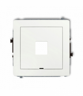DECO Mechanizm gniazda multimedialnego pojedynczego bez modułu, bez pola opisowego (standard Keystone) Biały mat Karlik 25DGMBO-1P