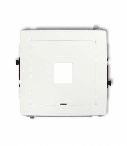 DECO Mechanizm gniazda multimedialnego pojedynczego bez modułu, bez pola opisowego (standard Keystone) Biały mat Karlik 25DGMBO-1P
