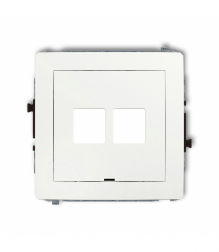 DECO Mechanizm gniazda multimedialnego podwójnego bez modułu, bez pola opisowego (standard Keystone) Biały mat Karlik 25DGMBO-2P