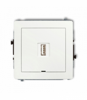 DECO Mechanizm ładowarki USB pojedynczej USB A, 10W max., 5V, 2A, bez pola opisowego Biały mat Karlik 25DCUSBBO-3