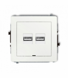 DECO Mechanizm ładowarki USB podwójnej 2xUSB A, 15,5W max., 5V, 3.1A, bez pola opisowego Biały mat Karlik 25DCUSBBO-6