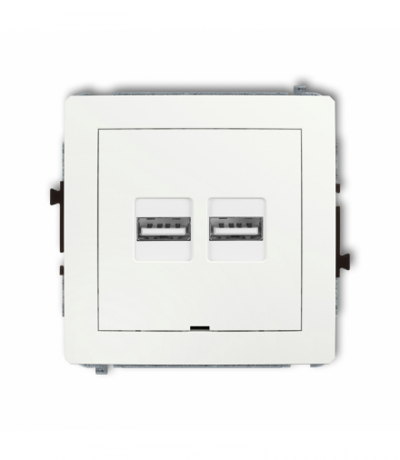 DECO Mechanizm ładowarki USB podwójnej 2xUSB A, 15,5W max., 5V, 3.1A, bez pola opisowego Biały mat Karlik 25DCUSBBO-6