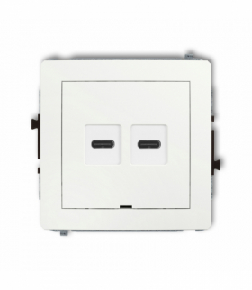 DECO Mechanizm ładowarki USB podwójnej 2xUSB C, 20W max., bez pola opisowego Biały mat Karlik 25DCUSBBO-7