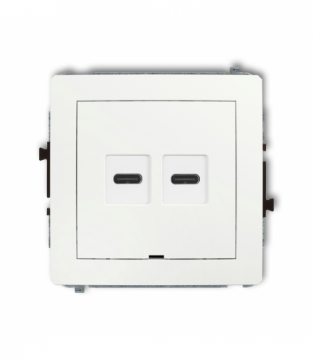 DECO Mechanizm ładowarki USB podwójnej 2xUSB C, 20W max., bez pola opisowego Biały mat Karlik 25DCUSBBO-7