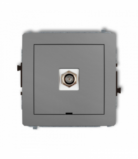 DECO Mechanizm gniazda antenowego pojedynczego typu F (SAT) niklowany, bez pola opisowego Szary mat Karlik 27DGFBO-1