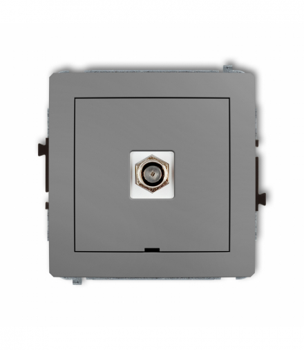 DECO Mechanizm gniazda antenowego pojedynczego typu F (SAT) niklowany, bez pola opisowego Szary mat Karlik 27DGFBO-1