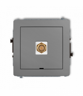 DECO Mechanizm gniazda antenowego pojedynczego typu F (SAT) pozłacany, bez pola opisowego Szary mat Karlik 27DGFBO-1.1