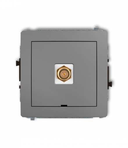 DECO Mechanizm gniazda antenowego pojedynczego typu F (SAT) pozłacany, bez pola opisowego Szary mat Karlik 27DGFBO-1.1
