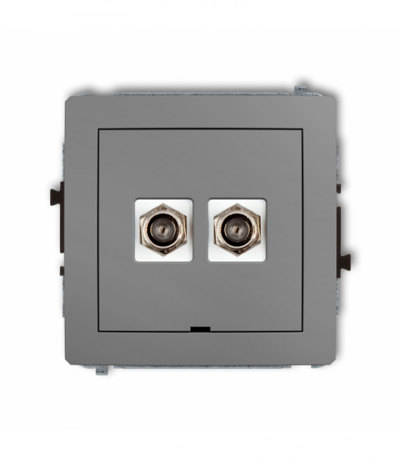 DECO Mechanizm gniazda antenowego podwójnego typu F (SAT) niklowany, bez pola opisowego Szary mat Karlik 27DGFBO-2