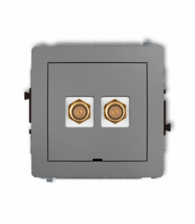 DECO Mechanizm gniazda antenowego podwójnego typu F (SAT) pozłacany, bez pola opisowego Szary mat Karlik 27DGFBO-2.1