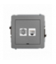 DECO Mechanizm gniazda antenowego poj. typu F (SAT) + gniazda komp. poj. 1xRJ45, kat. 6, 8-stykowy, bez pola opisowego Szary mat Karlik 27DGFKBO-3