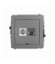 DECO Mechanizm gniazda antenowego poj. typu F (SAT) + gniazda komp. poj. 1xRJ45, kat. 6 ekranowany, 8-stykowy, bez pola opisowego Szary mat Karlik 27DGFKBO-5
