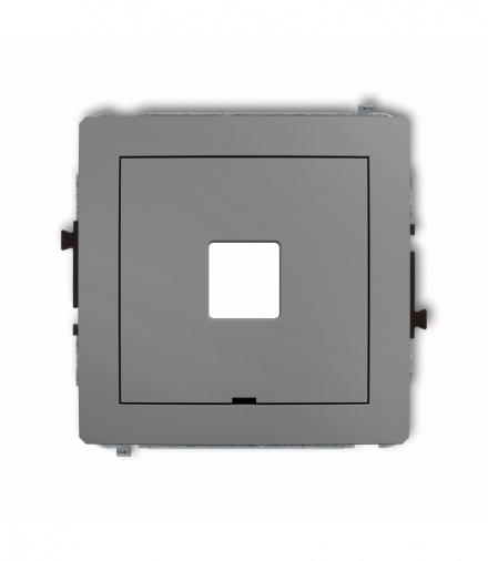 DECO Mechanizm gniazda multimedialnego pojedynczego bez modułu, bez pola opisowego (standard Keystone) Szary mat Karlik 27DGMBO-1P