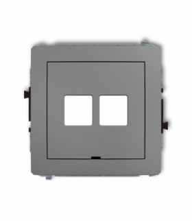 DECO Mechanizm gniazda multimedialnego podwójnego bez modułu, bez pola opisowego (standard Keystone) Szary mat Karlik 27DGMBO-2P
