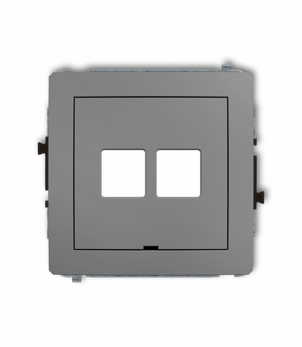 DECO Mechanizm gniazda multimedialnego podwójnego bez modułu, bez pola opisowego (standard Keystone) Szary mat Karlik 27DGMBO-2P