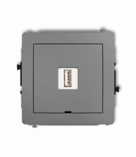DECO Mechanizm ładowarki USB pojedynczej USB A, 5W max., 5V, 1A, bez pola opisowego Szary mat Karlik 27DCUSBBO-1