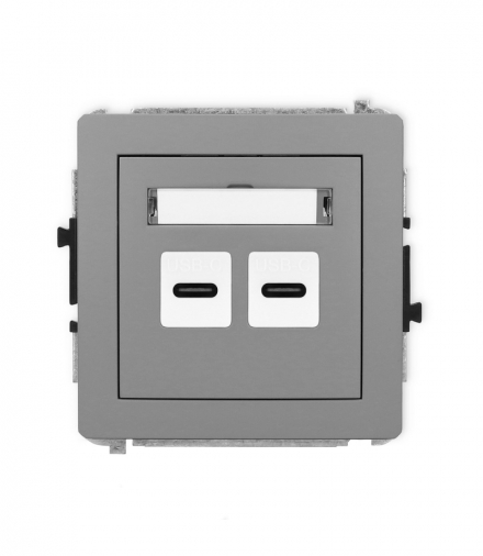 DECO Mechanizm ładowarki USB podwójnej 2xUSB C, 20W max. Szary mat Karlik 27DCUSB-7