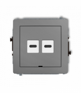 DECO Mechanizm ładowarki USB podwójnej 2xUSB C, 20W max., bez pola opisowego Szary mat Karlik 27DCUSBBO-7