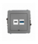 DECO Mechanizm ładowarki USB podwójnej USB C + USB A, 20W max., bez pola opisowego Szary mat Karlik 27DCUSBBO-8