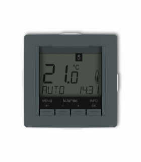 DECO Mechanizm uniwersalnego elektronicznego tygodniowego regulatora temperatury (podświetlenie niebieskie) Grafitowy mat Karlik 28DRT-3.2